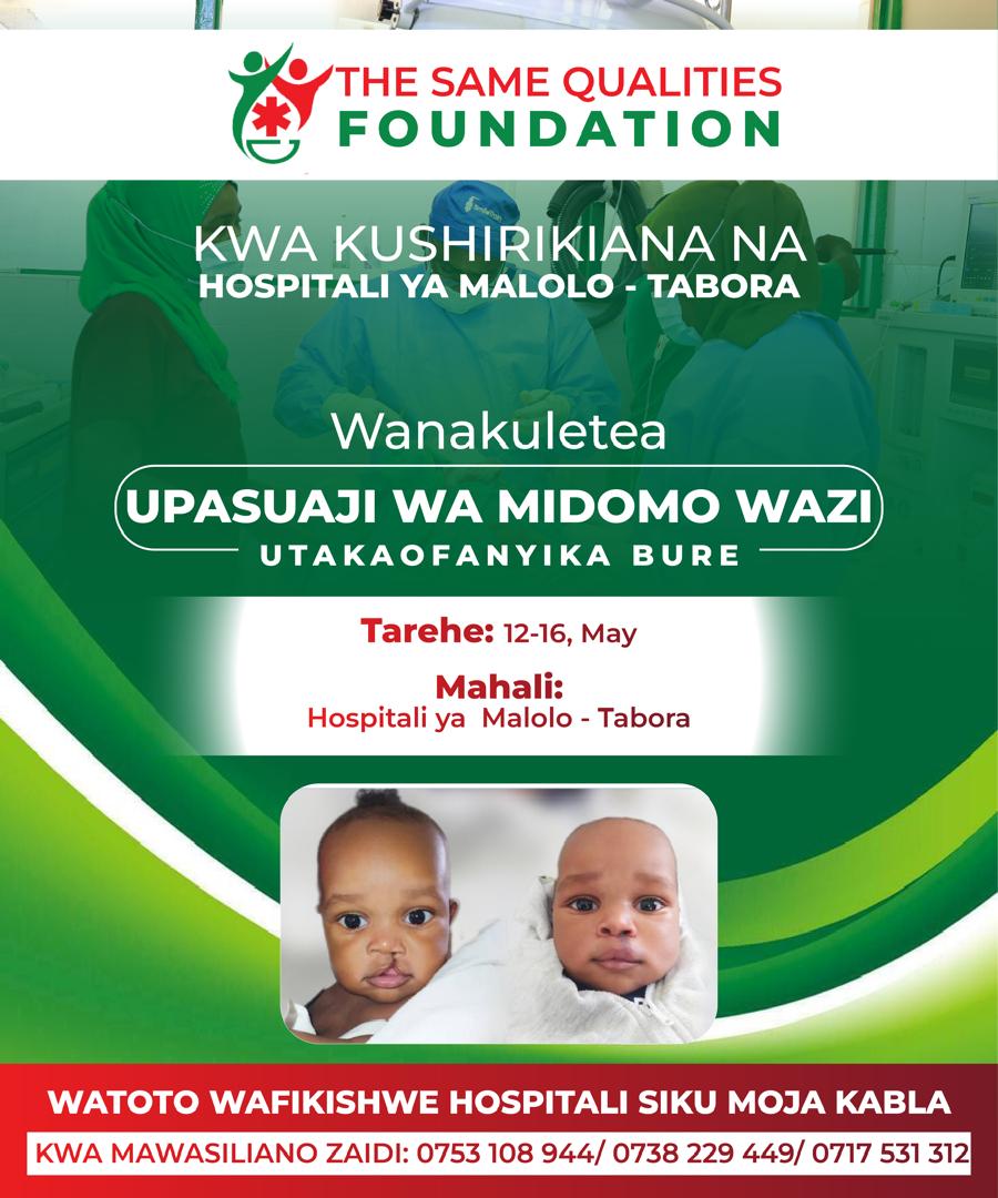 Upasuaji wa kurekebisha midomo sungura BILA MALIPO