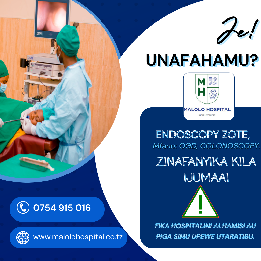 Endoscopy procedures zitafanyika Kila Ijumaa, isipokua Colonoscopy. Unashauriwa kiga simu kabla ya ijumaa upewe utaratibu.